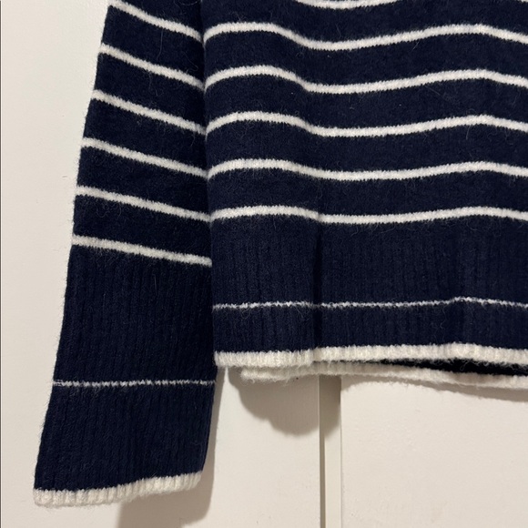 Madewell Navy and White Striped Collared Pullover Sweater - Picture 7 of 10